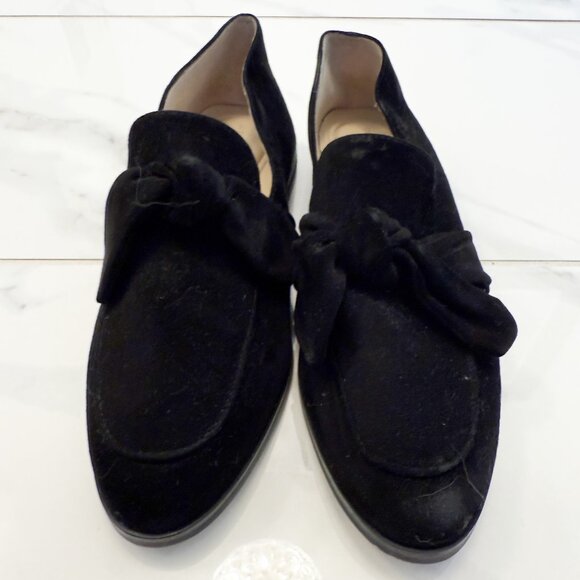 PELLE MODA Fares Flat Suede Bow Loafer in Black 7.5M - Picture 3 of 10